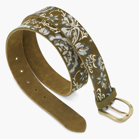 Lucky Brand Leather Suede Floral Embroidered Belt main image 4